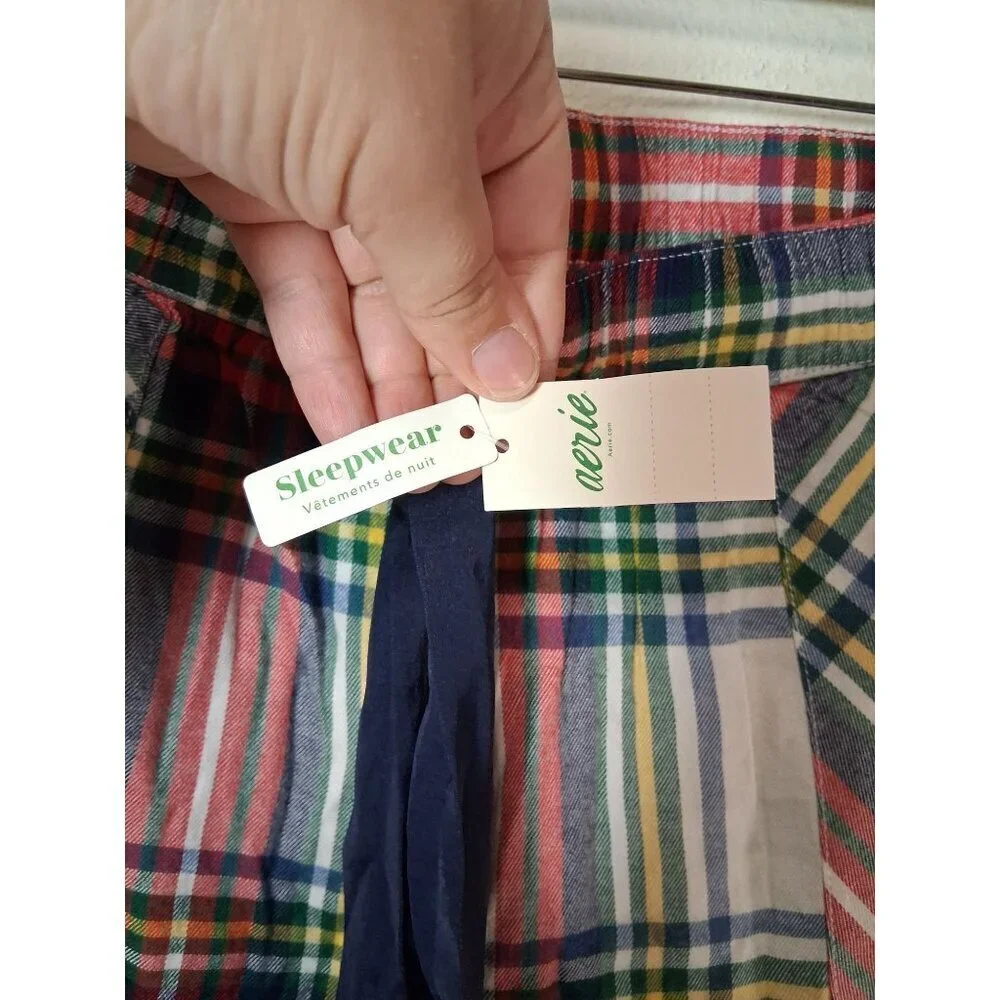 NWT Aerie Pajama Pants Plaid Christmas Casual Loungewear Flannel Size Medium